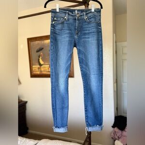 7 For All Mankind Blue Ankle Skinny Jeans